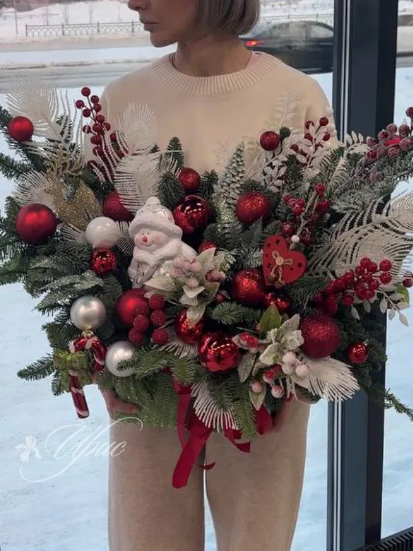 Новогодняя композиция «Снеговик»