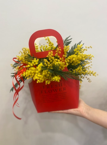 Композиция &laquo;Мимоза в сумочке&raquo; от интернет-магазина цветов в 