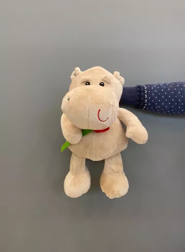 Мягкая игрушка &laquo;Бегемот Боня с розой&raquo; 31 см от интернет-магазина цветов в 